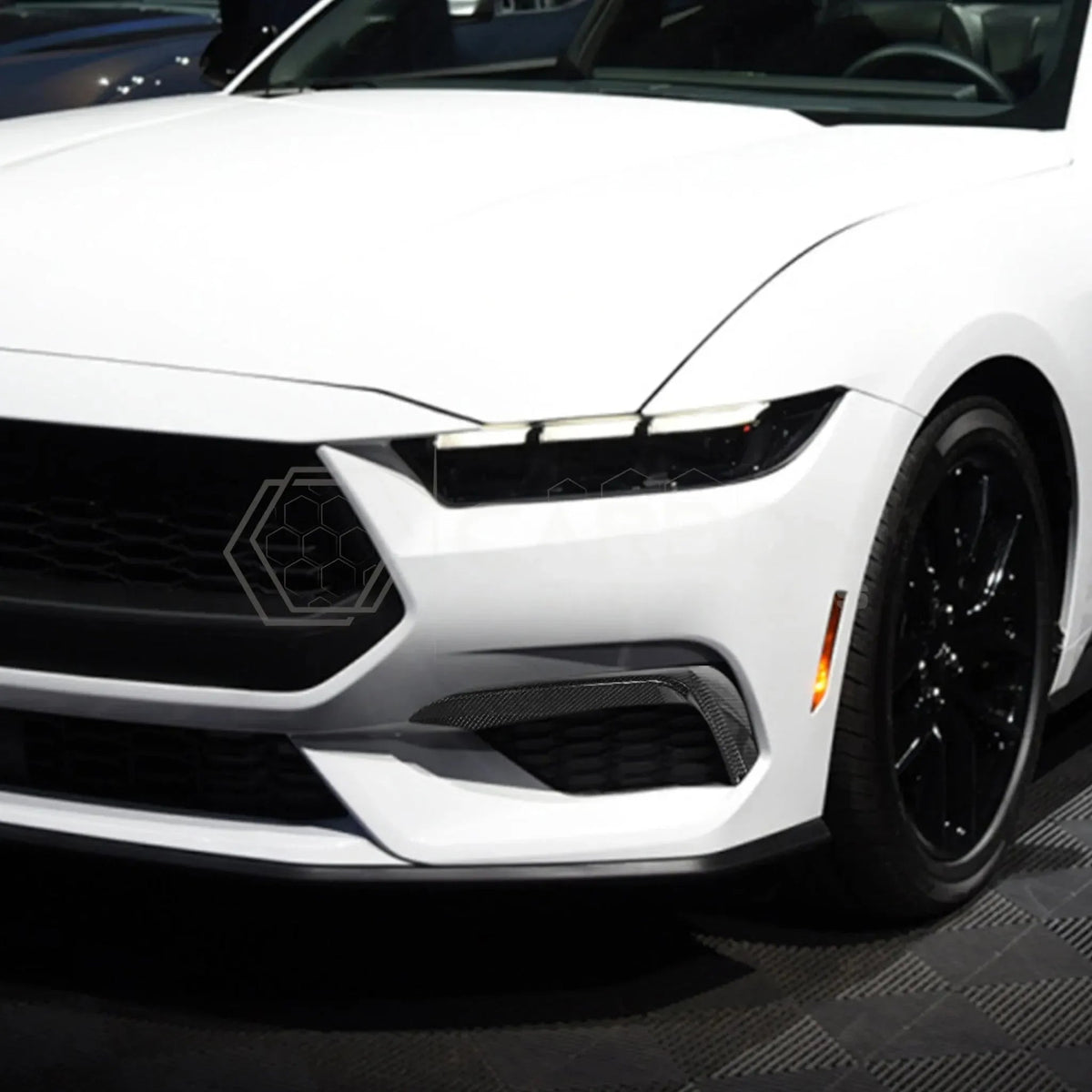 Real Carbon Fiber Front Bumper Grille Trim Covers for 2024+ Ford Mustang EcoBoost