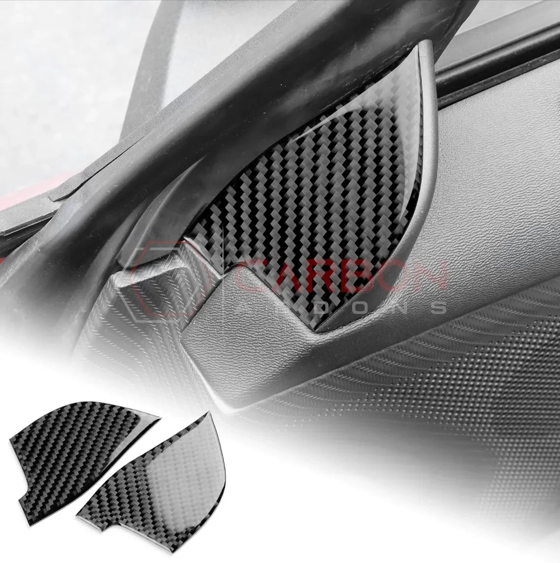 Real Carbon Fiber Door Jamb Triangle Trim Overlay for 2024+ Ford Mustang