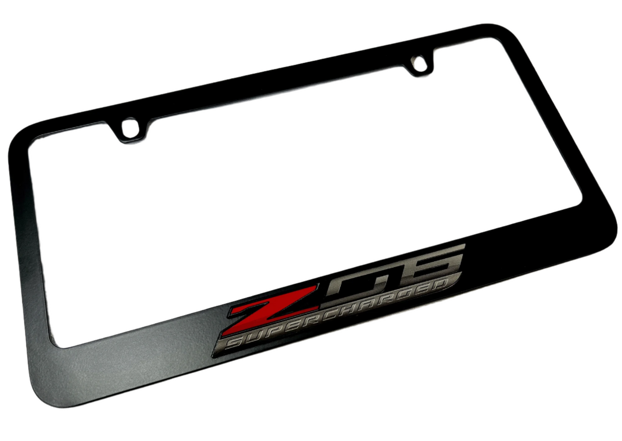 Chevrolet Corvette C7 Z06 Supercharged Black License Plate Frame