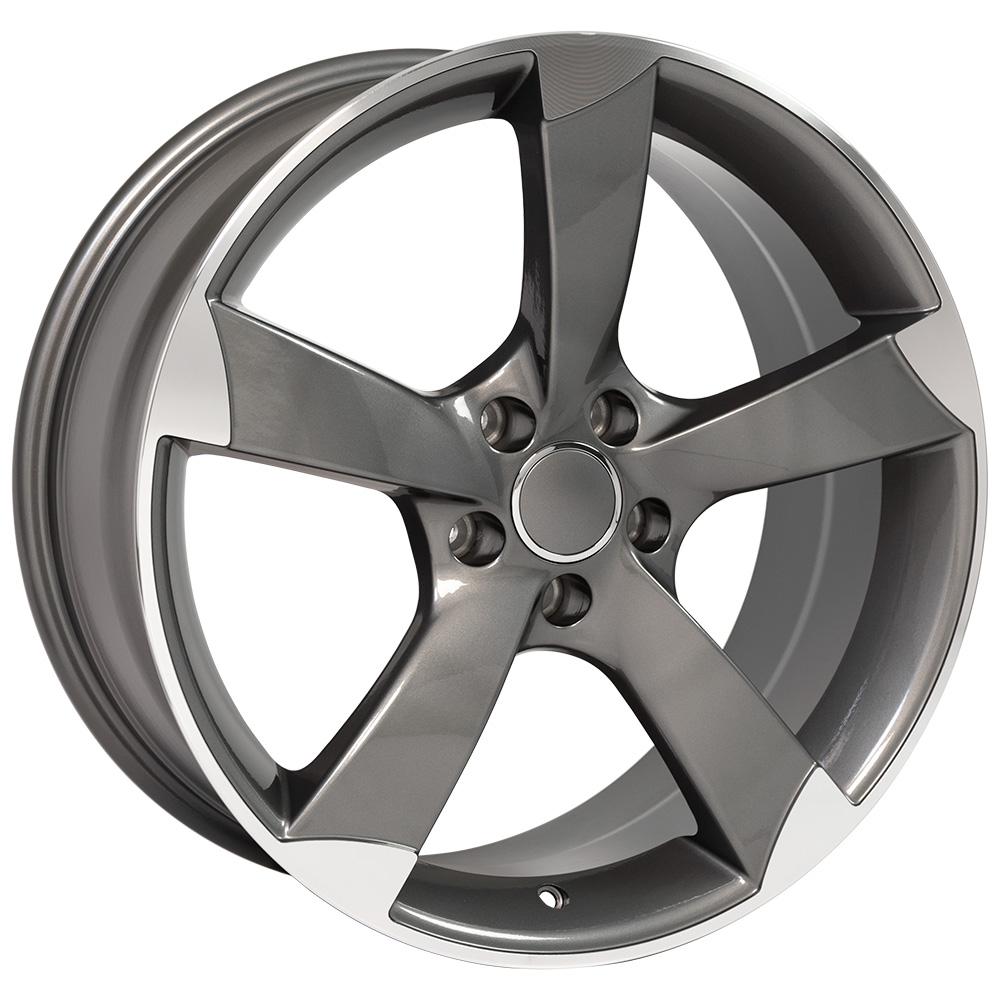 Set of 4 OE Wheels AU29 19x8.5 Gloss Gunmetal Machined wheel, 5x112, 35mm offset