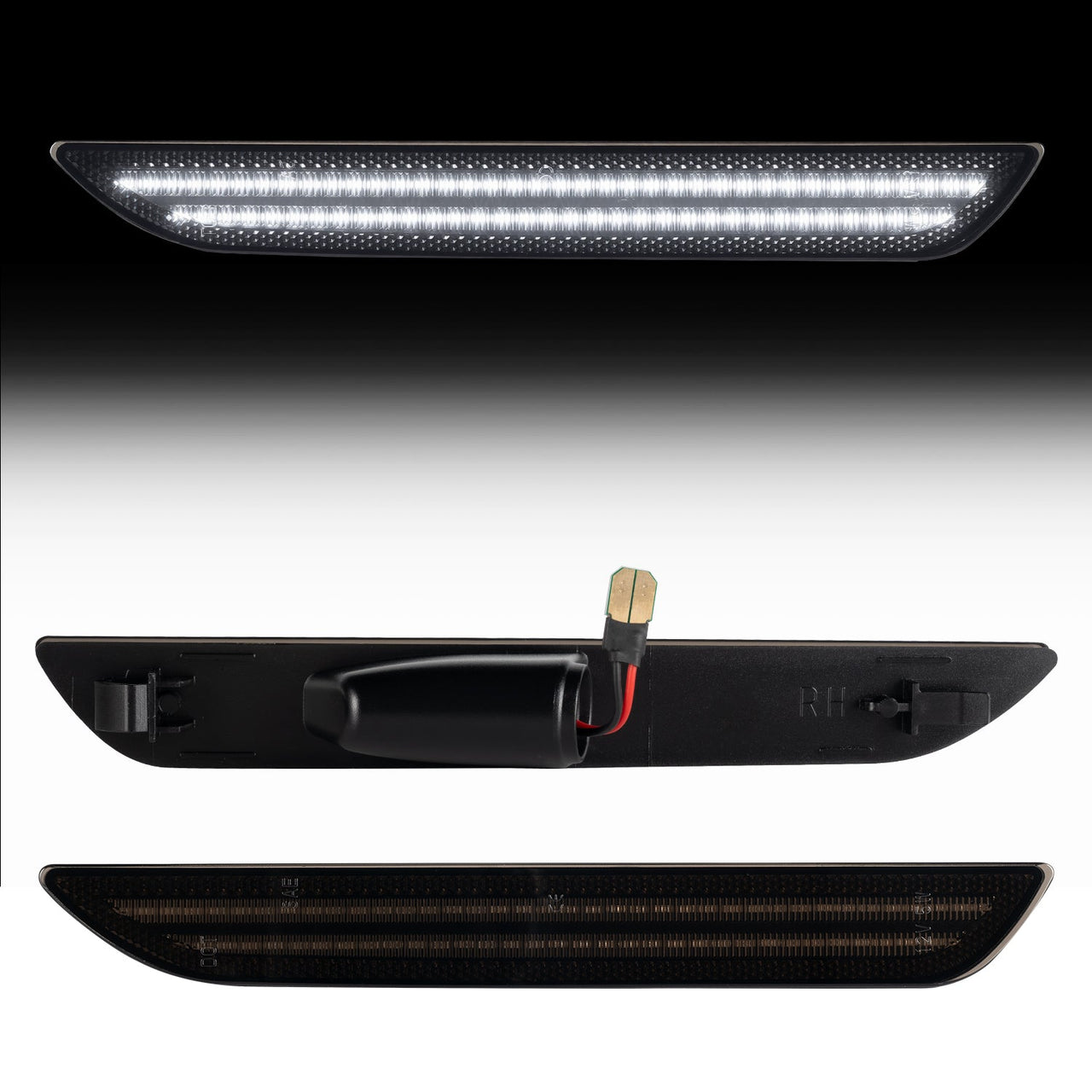 2015-2023 Mustang S550 Smoke Lens White Dynamic Animation LED Side Markers