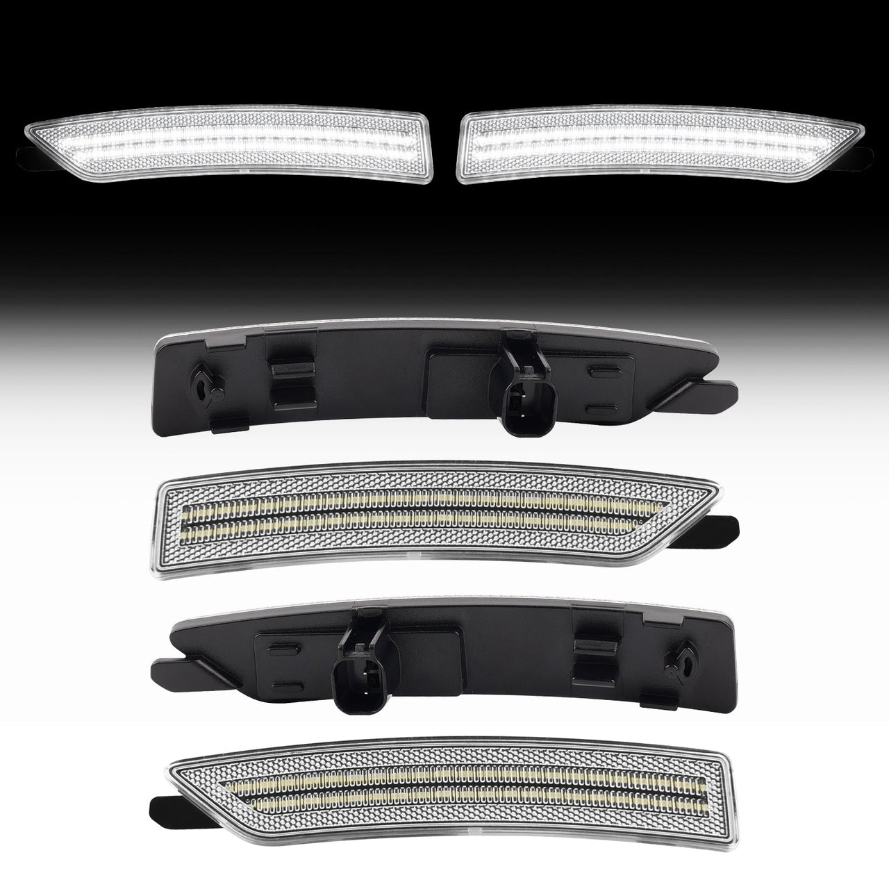2024-2026 Ford Mustang S650 Clear Lens White Dynamic Animation LED Side Markers