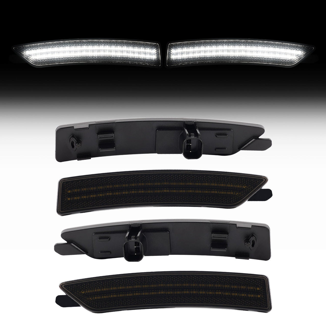 2024-2026 Ford Mustang S650 Smoke Lens White Dynamic Animation LED Side Markers