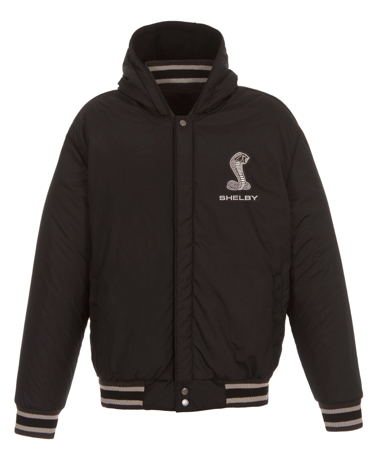Shelby Cobra Hooded Reversible Fleece Jacket with Faux Leather Sleeves