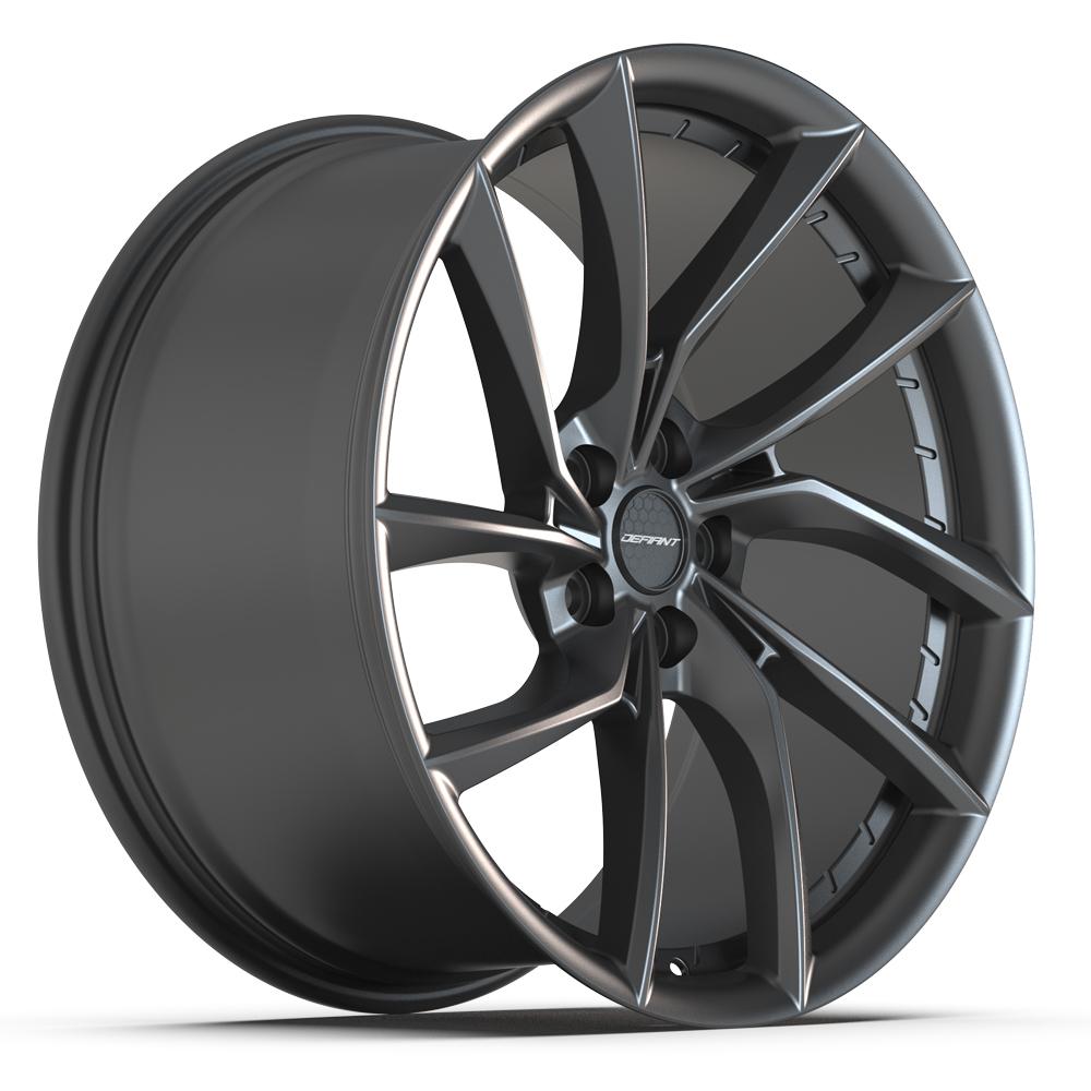 Set of 4 Defiant DF06 20x10 Dark Satin Charcoal wheel, 5x114.3, 35mm offset
