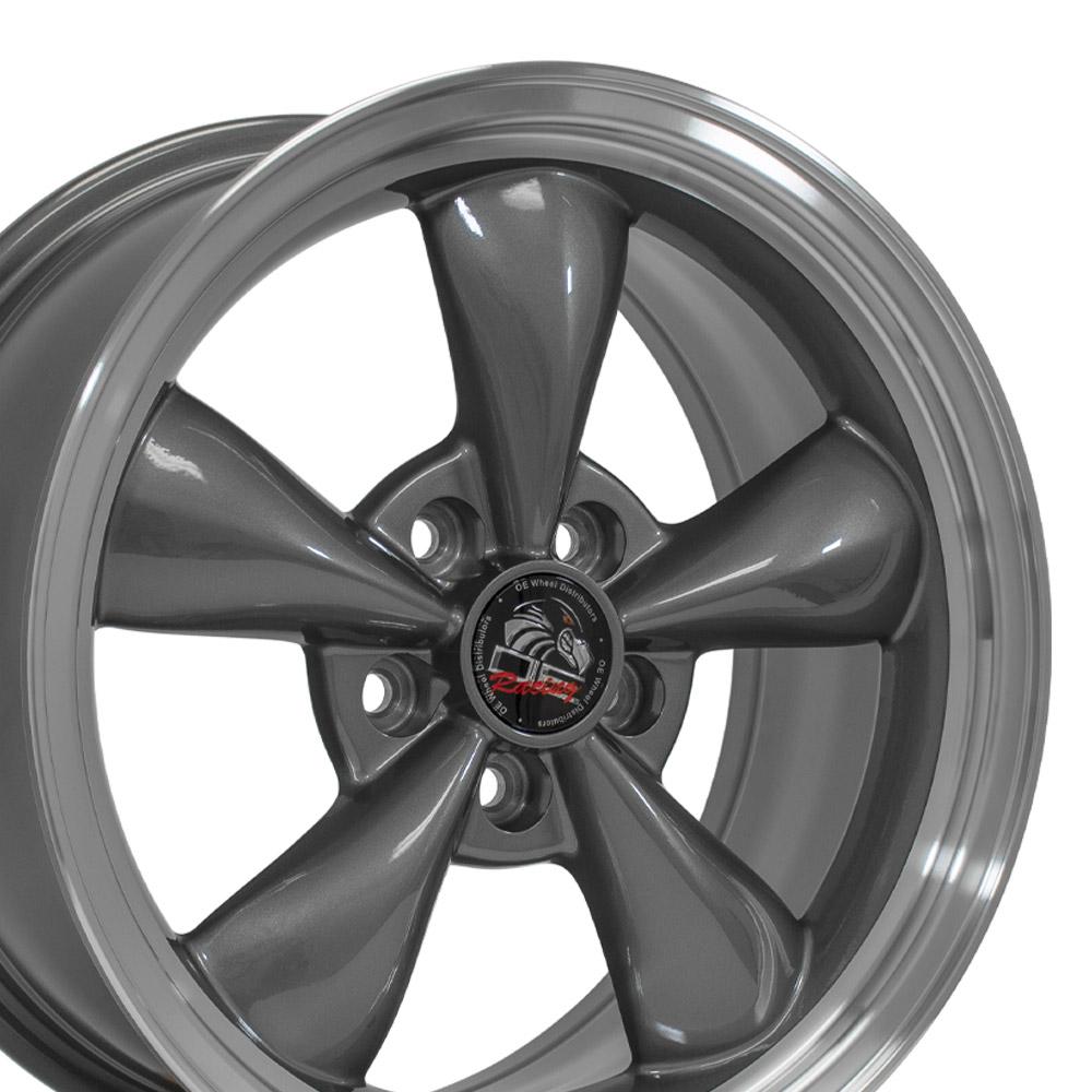 OE Wheels FR01 17x8 and 17x9 Gloss Anthracite Machined Lip staggered wheel set
