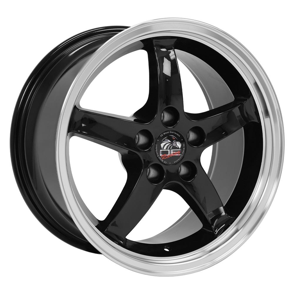 Set of 4 OE Wheels FR04B 17x9 Gloss Black Machined Lip wheel, 5x114.3, 24mm offset