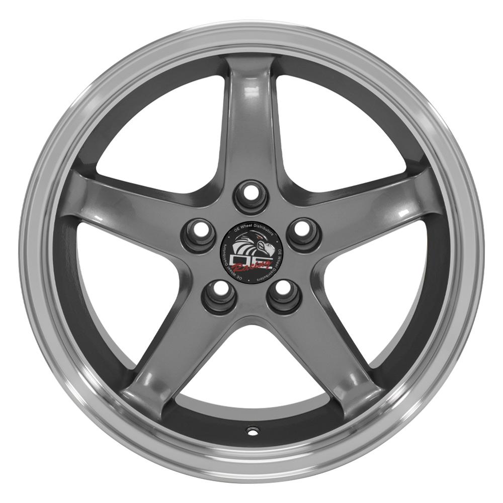 Set of 4 OE Wheels FR04B 17x9 Gloss Gunmetal Machined Lip wheel, 5x114.3, 24mm offset