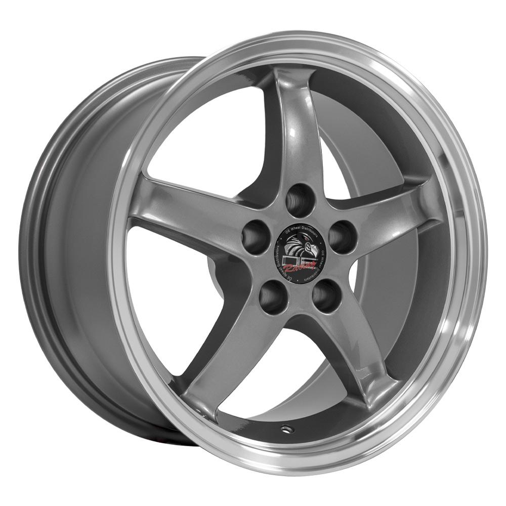 Set of 4 OE Wheels FR04B 17x9 Gloss Gunmetal Machined Lip wheel, 5x114.3, 24mm offset