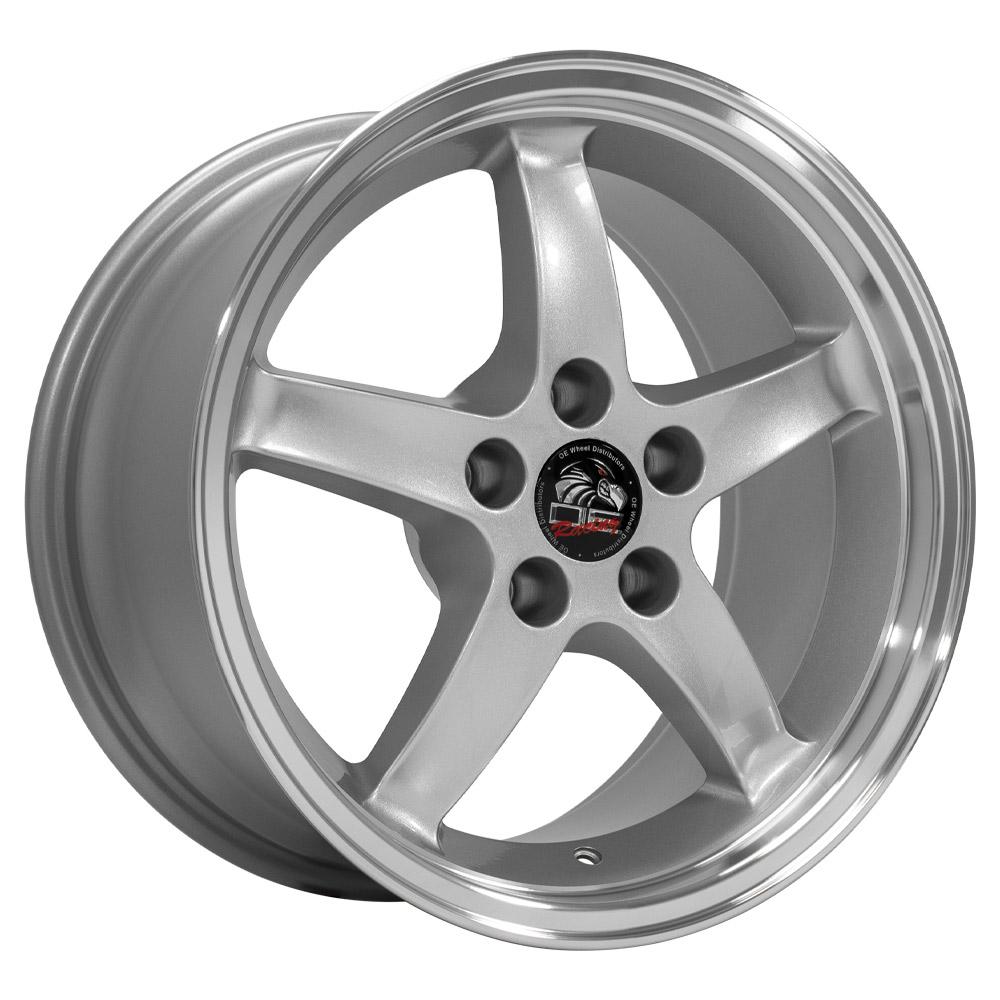 Set of 4 OE Wheels FR04B 17x9 Gloss Silver Machined Lip wheel, 5x114.3, 24mm offset
