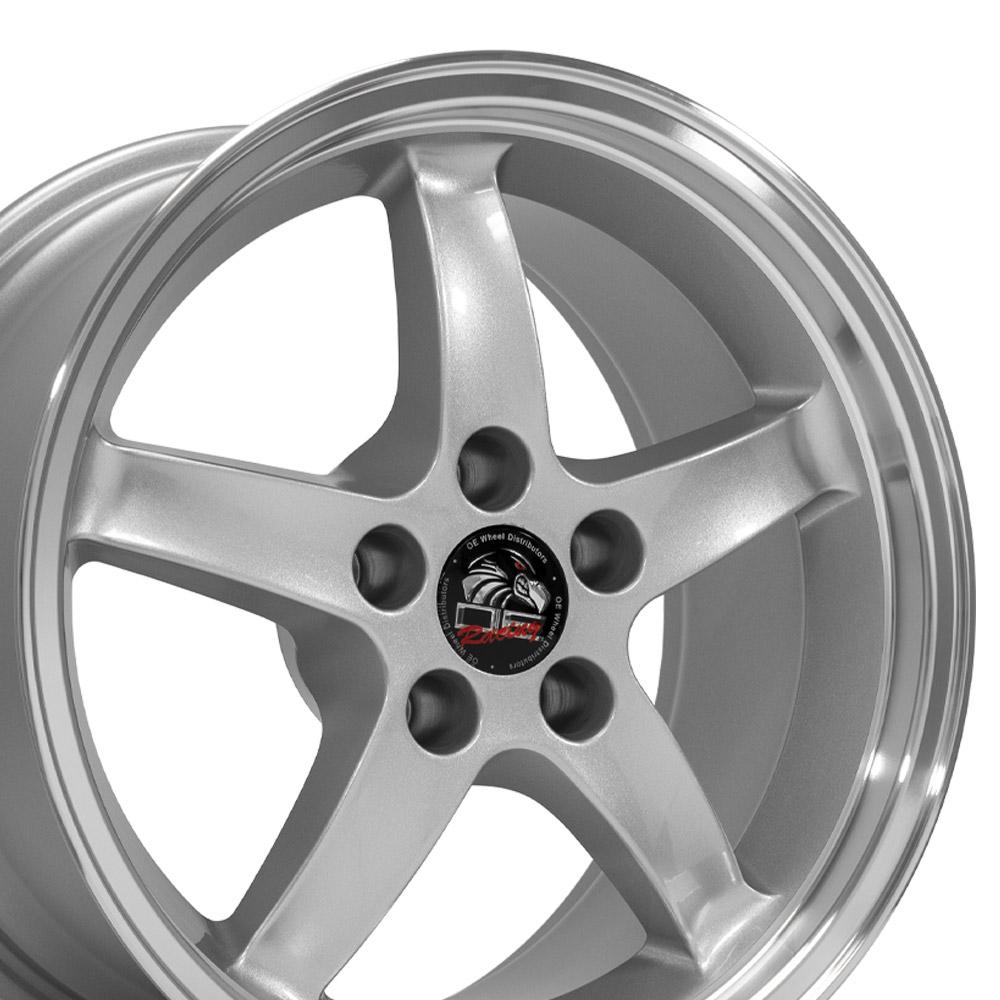 Set of 4 OE Wheels FR04B 17x9 Gloss Silver Machined Lip wheel, 5x114.3, 24mm offset