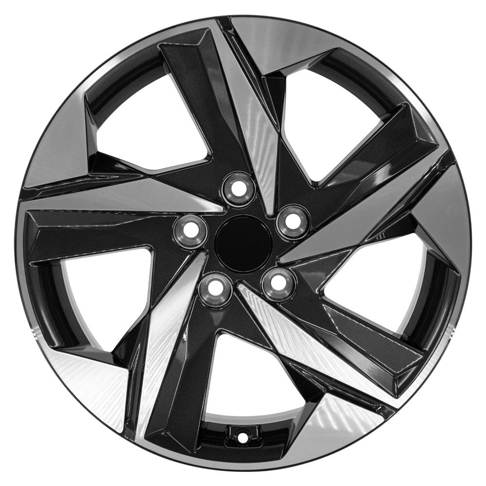 OE Wheels HY12 17x7 Gloss Black Machined wheel, 5x114.3, 49mm offset