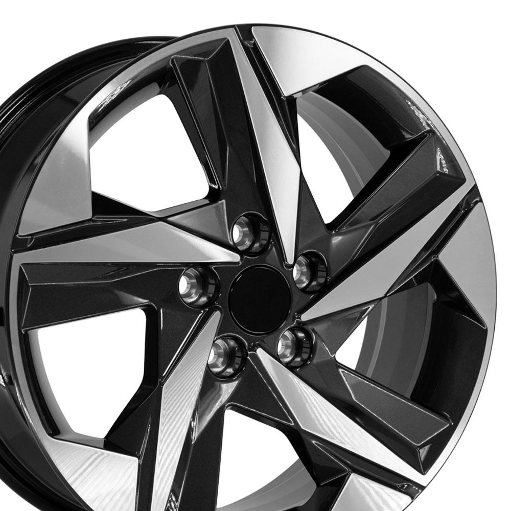 OE Wheels HY12 17x7 Gloss Black Machined wheel, 5x114.3, 49mm offset