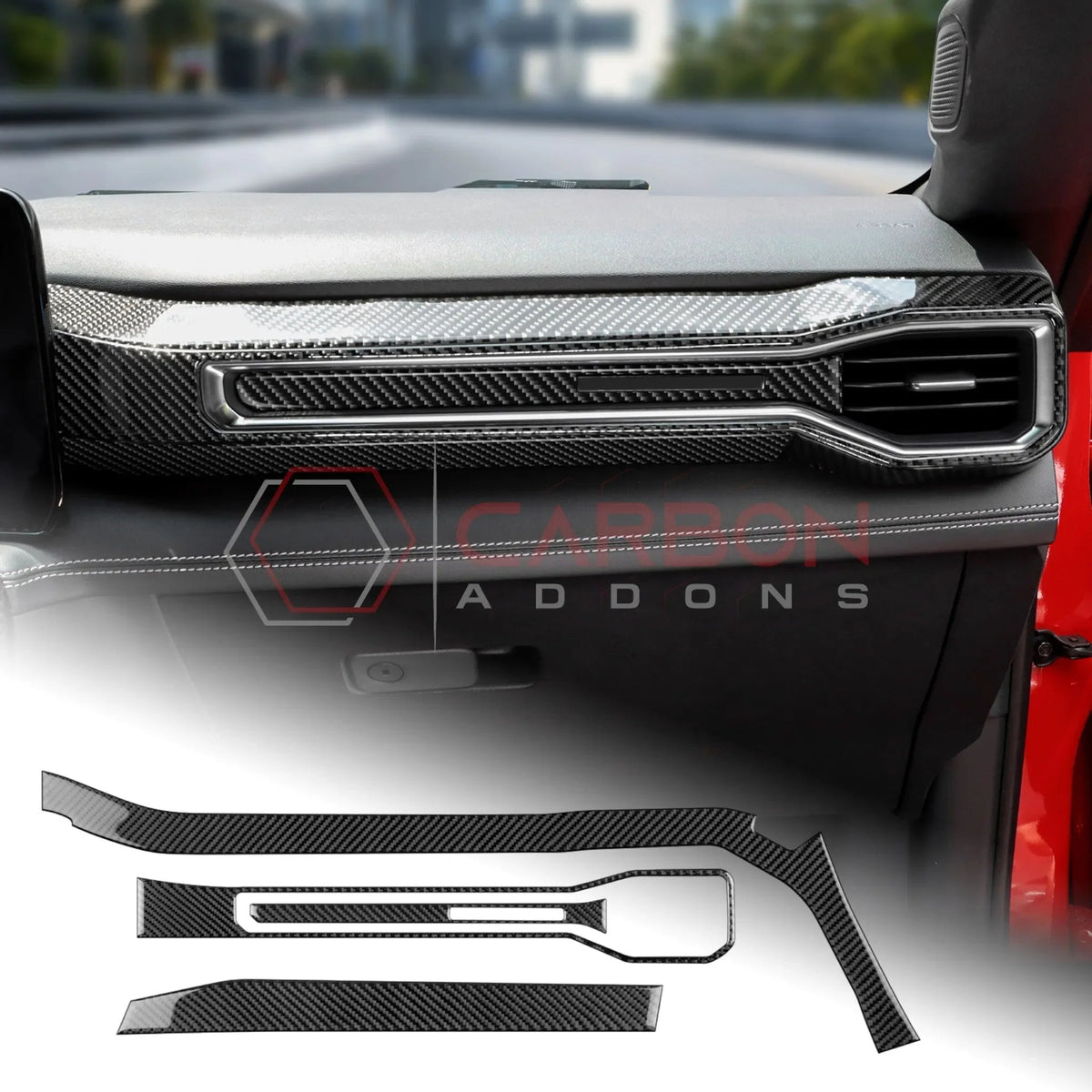 Real Carbon Fiber Passenger Side Dashboard Trim Overlays for 2024+ Ford Mustang