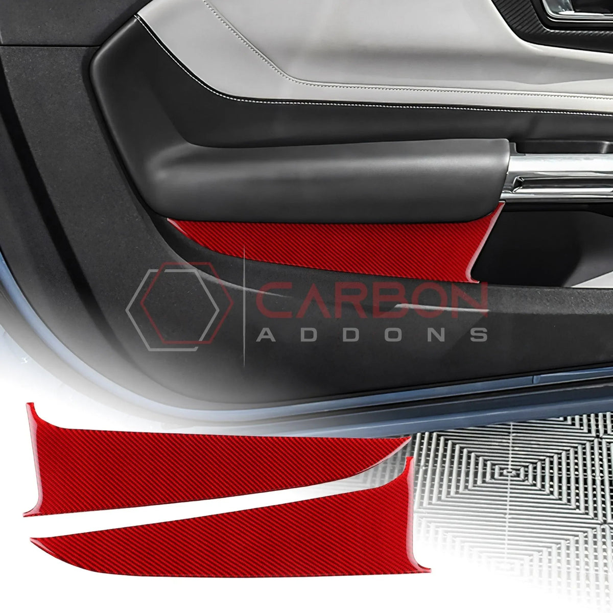 Real Carbon Fiber Lower Door Panel Trim Overlay for 2024+ Ford Mustang