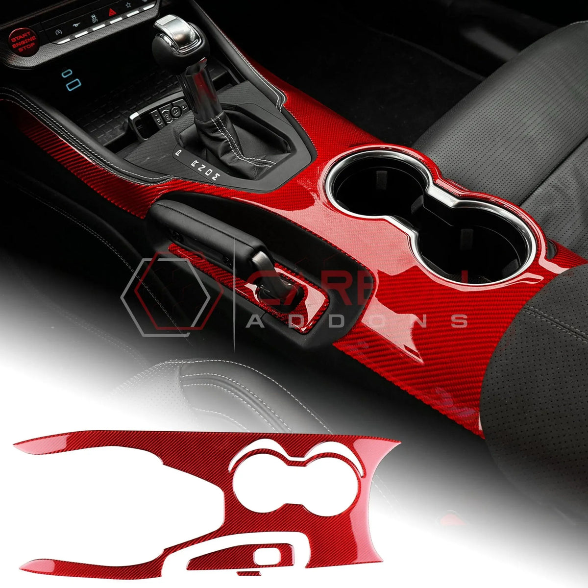 Real Carbon Fiber Center Console Overlay for 2024+ Ford Mustang