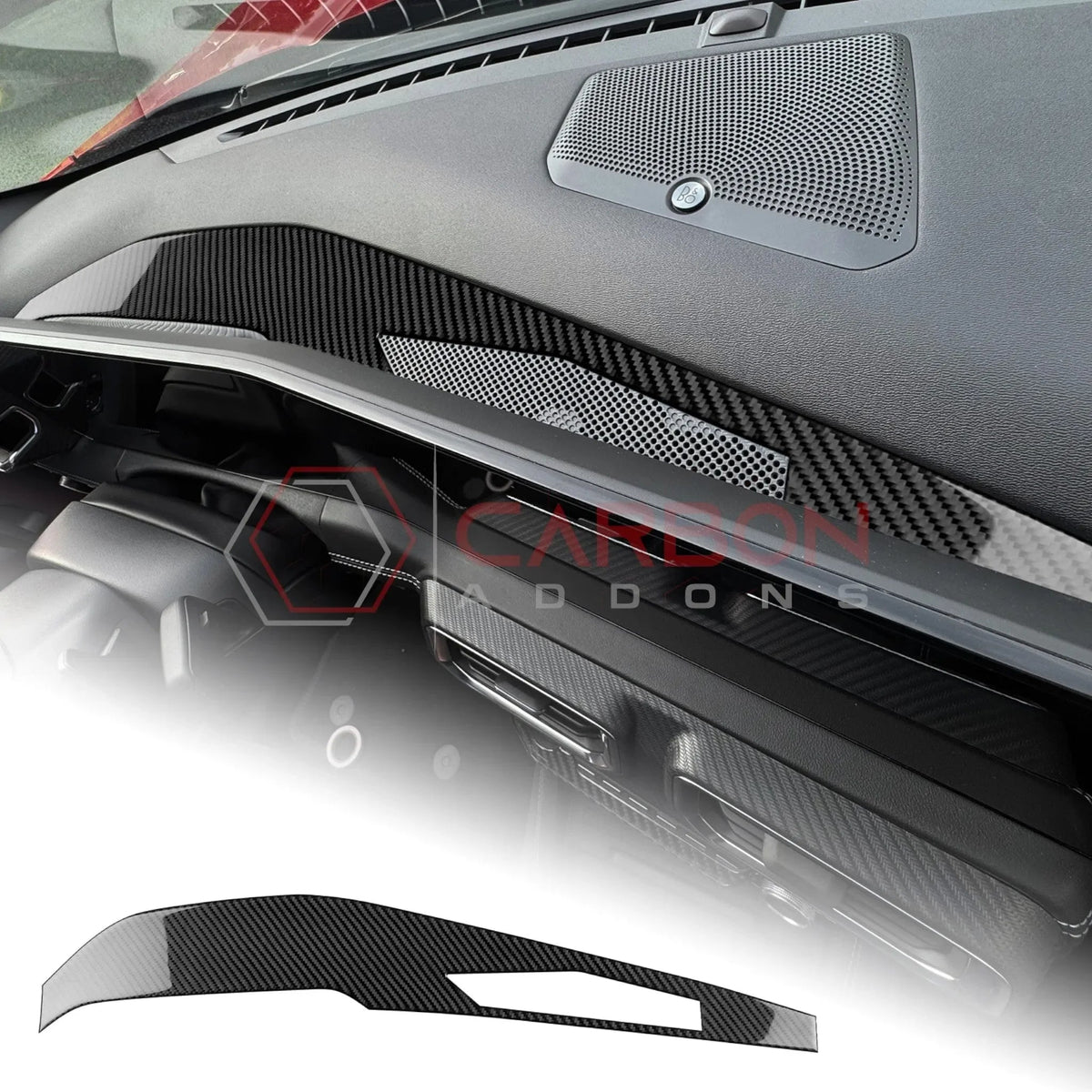 Real Carbon Fiber Dashboard Screen Surround Trim Overlay for 2024+ Ford Mustang