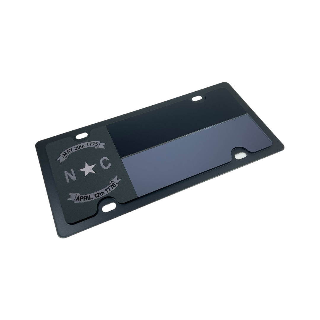 Blacked Out North Carolina Flag Carbon Steel License Plate