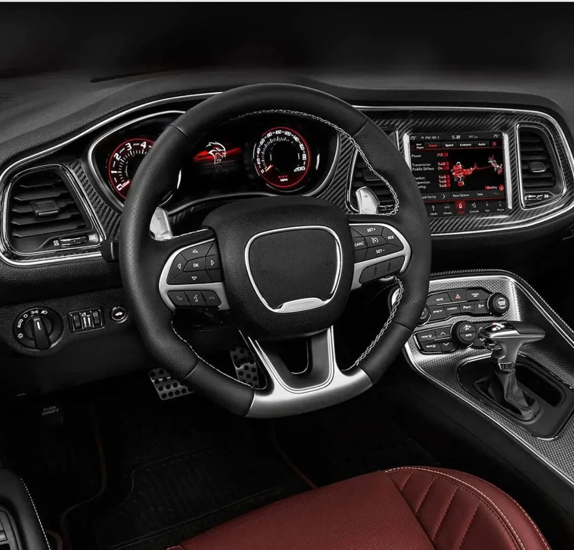 Dodge Challenger 2015-2023 Real Carbon Fiber Interior Dashboard Trim Cover