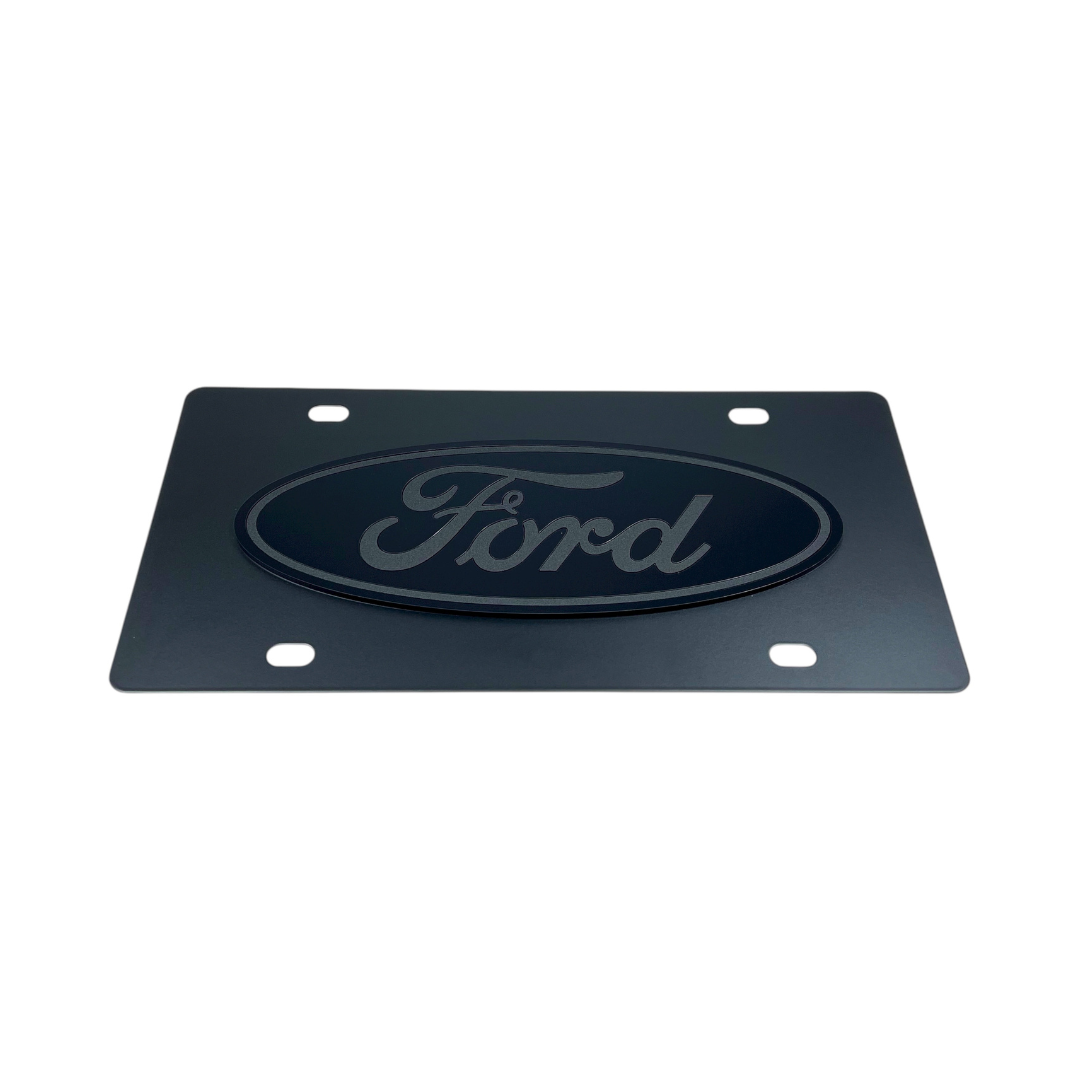 Ford Oval Blacked Out Carbon Steel License Plate