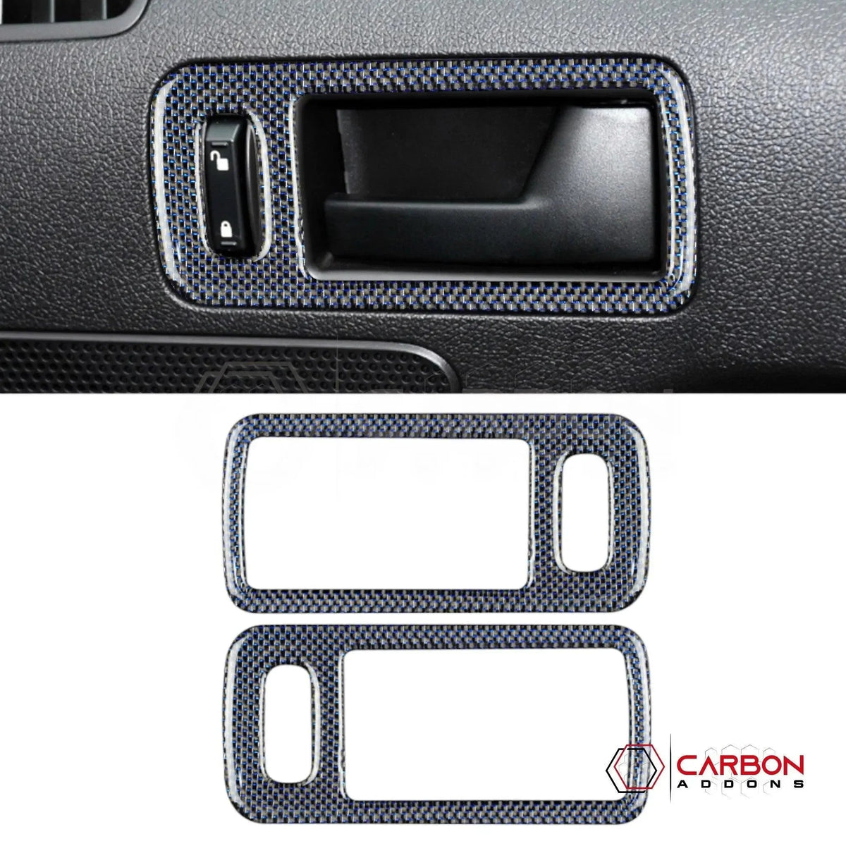 Reflective Carbon Fiber Door Handle Trim Overlay For Mustang 2010-2014