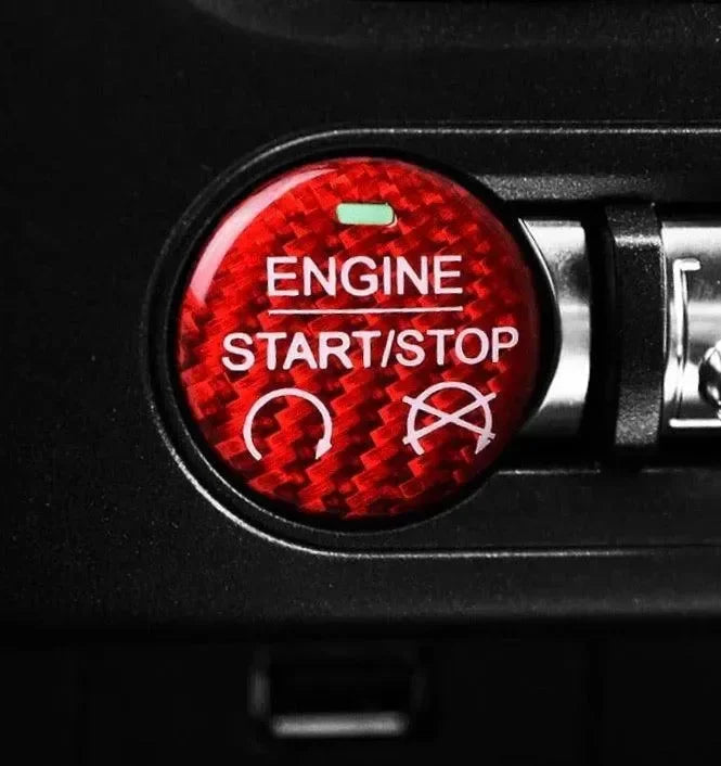 Engine Start Stop Button Carbon Fiber Cover for Mustang 2015-2023