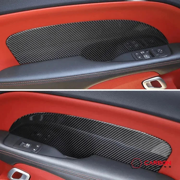 Real Carbon Fiber Interior Door Panel Overlay For 2015-2023 Dodge Challenger