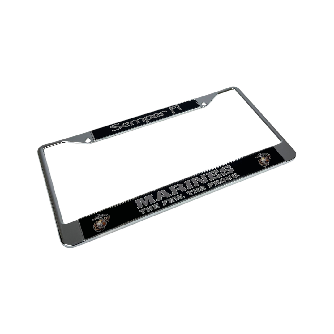 USMC Semper Fi Marines The Few The Proud Chrome License Plate Frame